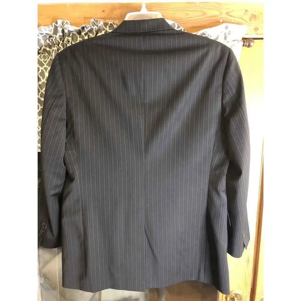 Hart Schaffner Marx Gray Pinstripe Mens Blazer 41R Notched Lapel 2 Button